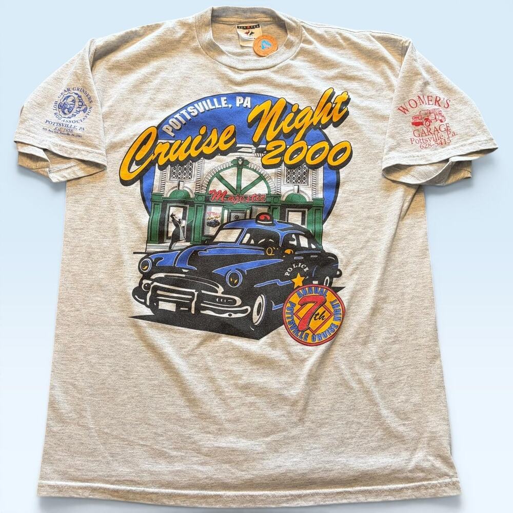 Vintage Pottsville Cruise Night Shirt Mens Large Gray Police Tee 2000 Jerzees